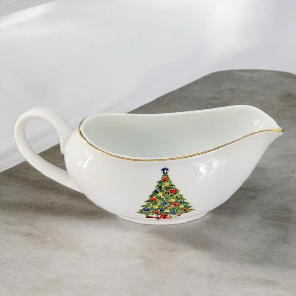 Sea Gull Fine China Jian Shiang Christmas Tree Gravy Boat Saucer Boat Porcelain - Picture 1 of 14